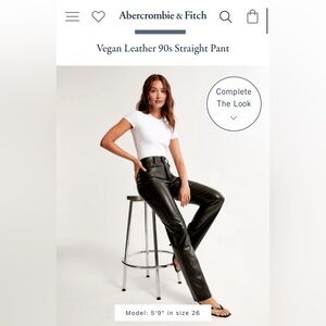 NWT Abercrombie & Fitch-90s straight ultra high rise- vegan leather pant-size 29